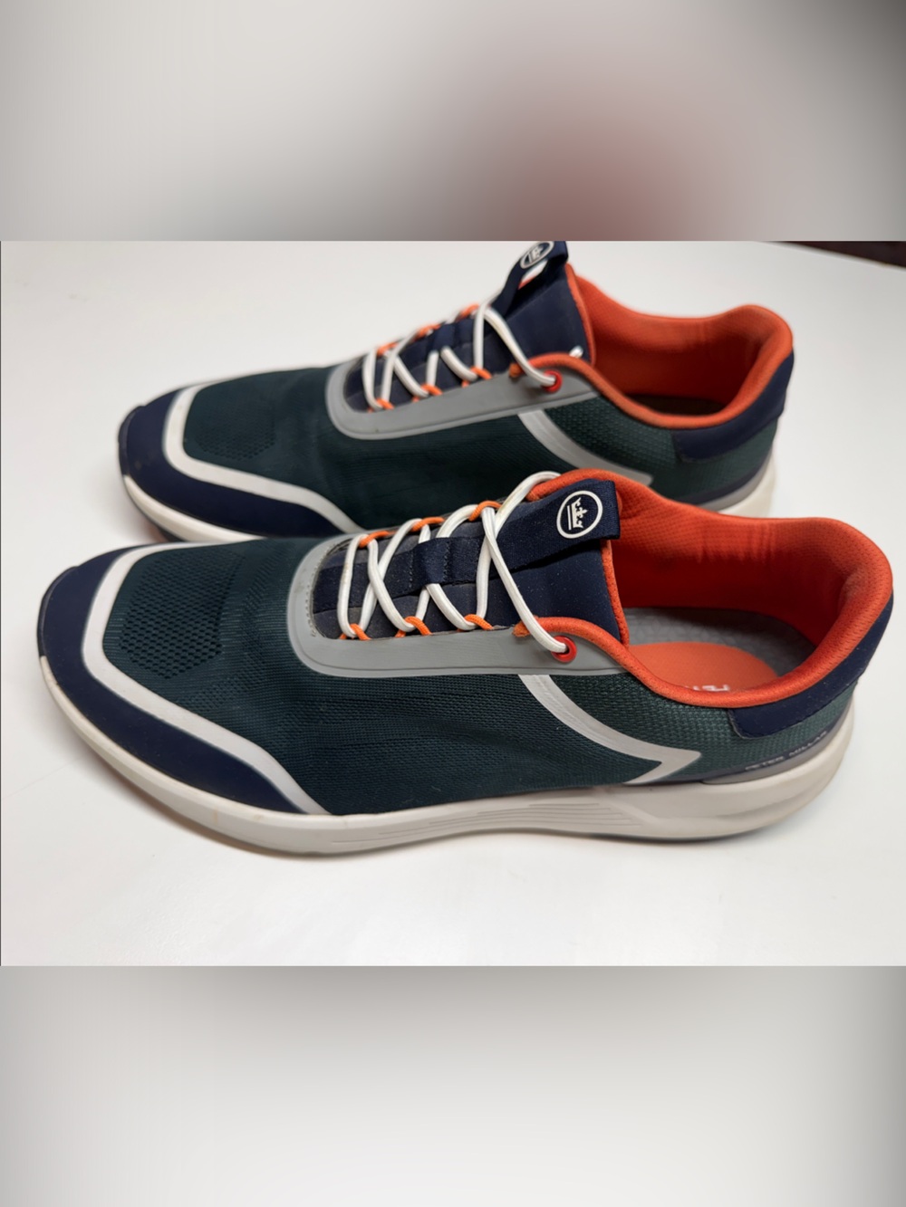 Peter MillarMen's Athletic Sneakers in Navy, Green and Orange with White Accents